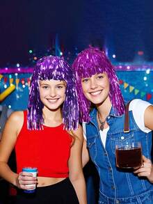 1pc/6/12pcs Shiny Wig, Glitter Party Wig, Colorful Glitter Wig Cap, Disco Costume Wig, Fun Party Hat, Funny Glitter Metal Hair Accessory, Suitable For Party Carnival, Headwear, Daily Party Supplies, Party Home Decor, Party Gifts, Holiday Supplies - multicolor - View 2