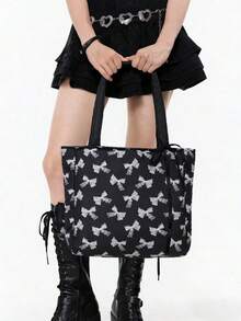 ROMWE Kawaii Figure Graphic Large Capacity Portable Shoulder Bag For Women - Lace Butterfly - View 7