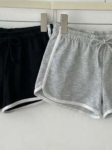 Attitoon 2 chiếc quần short nữ thường ngày, quần short tập gym, quần short cơ bản - Nhiều màu - Xem 4