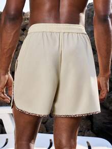 Manfinity VDAYZ Men's Leopard Print Drawstring Waist Casual Beach Shorts - Apricot - View 5