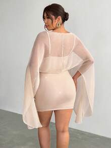 Firerie 时尚网纱优雅浪漫复古沙滩度假连衣裙 - 杏色 - 查看 2