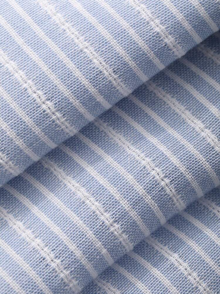 Women's Summer Lace Patchwork Blue Striped Casual Vacation Style Ruffle Hem Long Camisole Dress
