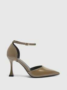 CUCCOO BIZCHIC Chic Slingback Heels For Women Ankle Strap Patent Pointed Toe Elegant Office Pumps - Apricot - View 2