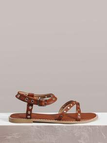 Styleloop Ladies, Buckles, Trim, Flat Sandals - Brown - View 1