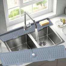 1PC Heavy Duty Anti-Slip Sink Mat With 5° Drainage Angle - Foldable Gray/Black Design, Easy To Clean Silicone Material, Suitable For Sink, Dishwasher And Washing Machine - Multicolor - View 2