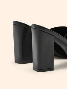 CUCCOO BASICS Minimalist Commuter Versatile Open Toe Mule High Heel Sandals For Christmas Spring Shoes - Black 2 - View 8