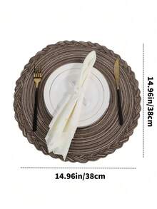 Round Table Placemats Set Of 4/6/8/10 - Woven Heat-Resistant Non-Slip Kitchen Dining Table Mats 15 Inch, Washable, Easy To Clean, Great For Dinner, Barbecue, Indoor And Outdoor Use (Cream) - Brown - View 3