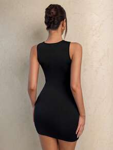 SHEIN Glamour Elegant Black Lace Patchwork Summer Draped Neck Ruched Bodycon Mini Dress, Night Out Party Club Dresses For Women,Dinner Ladies Seductive Gown - Black - View 2