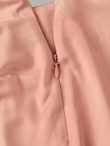 SHEIN MOD 不对称下摆蕾丝拼接优雅浪漫女士长裙 - 粉色 - 查看 5