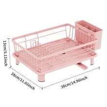1pc Pink Dish Drying Rack For Kitchen Counter,Rustproof Countertop Dish Drainer With Utensil Holder For Sink,Kitchen Organizer For Dishes, Spoons And Forks - Multicolor - View 12