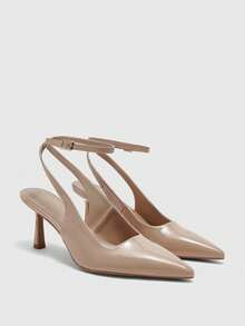 CUCCOO BIZCHIC Women's Pointed Toe Buckle Design Fashionable High Heels For Daily Wear - Apricot - View 2