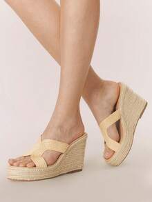 Styleloop Women Platforms & Wedge Sandals Holiday Travel Essential Boho Cowgirl Outfit - Light yellow - View 1