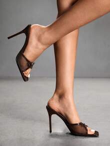 CUCCOO SZL Sandalias de tacón alto con diseño anudado para uso diario de moda - Marrón - Ver 5