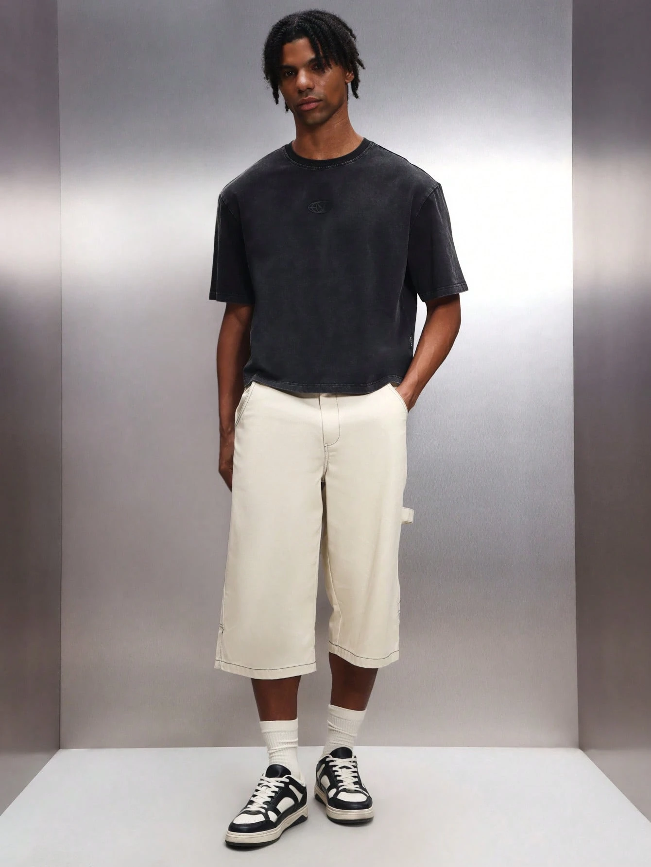PLAYBOY X SUMWON Verwaschenenes, oversized Grafik T-Shirt mit Hase Logo Muster, Kurzarm Rundhals Casual Streetwear Oberteil