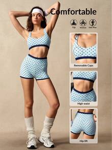 VARSIVA Bộ đồ thể thao nữ họa tiết chấm bi gồm áo hai dây và quần short. - Nhiều màu - Xem 2