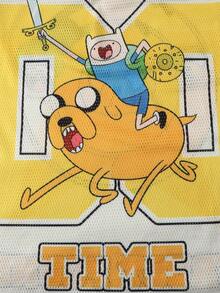 ROMWE MEN Adventure Time X ROMWE 男士豹纹网眼拼接运动短袖T恤，运动球衣 - 鵝黃色 - 查看 6