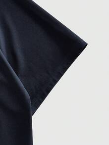 ROMWE MEN Casual 男士花卉字母刺绣休闲短袖T恤，夏季款 - 彩色 - 查看 4