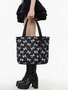ROMWE Kawaii Figure Graphic Large Capacity Portable Shoulder Bag For Women - Lace Butterfly - View 8