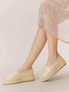 Giày sandal đế xuồng Styleloop dành cho nữ, kiểu dáng Bohemian, mang hơi hướng lễ hội âm nhạc miền Tây nước Mỹ cổ điển, phù hợp cho kỳ nghỉ, trang phục mùa hè, đồ dùng cần thiết khi đi du lịch. - Vàng 1 - Xem 5