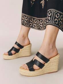 Styleloop Sandalias de plataforma y cuña para mujer - Negro - Ver 4