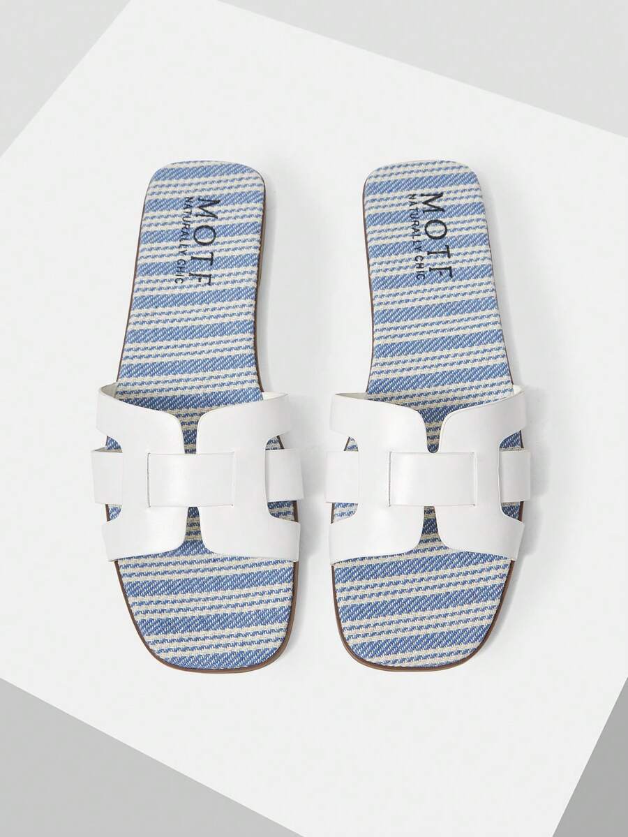 MOTF PREMIUM GIÀY SANDAL BẰNG MỀM TỐI GIẢN ĐA NĂNG CHO NỮ - Xanh và trắng - Xem 2