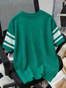 Manfinity Joysei Men's Casual Versatile Numeric Pattern Knit Short Sleeve Top, Suitable For Daily Wear - Green - View 2
