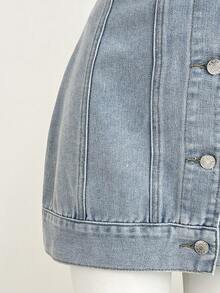 Elamini Đầm denim nữ mùa hè kiểu dáng thường ngày, cài cúc phía trước, không tay. - Rửa nhẹ - Xem 3