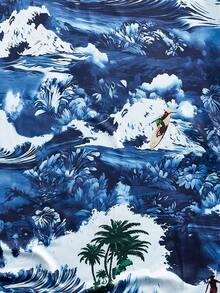 ROMWE MEN Men's Casual Tropical Vacation Surfing Print Short Sleeve Shirt, Suitable For Spring/Summer, Leisure, Holiday - Multicolor - View 5