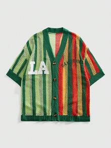 ROMWE MEN Áo khoác cardigan nam thêu hoa, phong cách đường phố cổ điển. - Nhiều màu - Xem 1