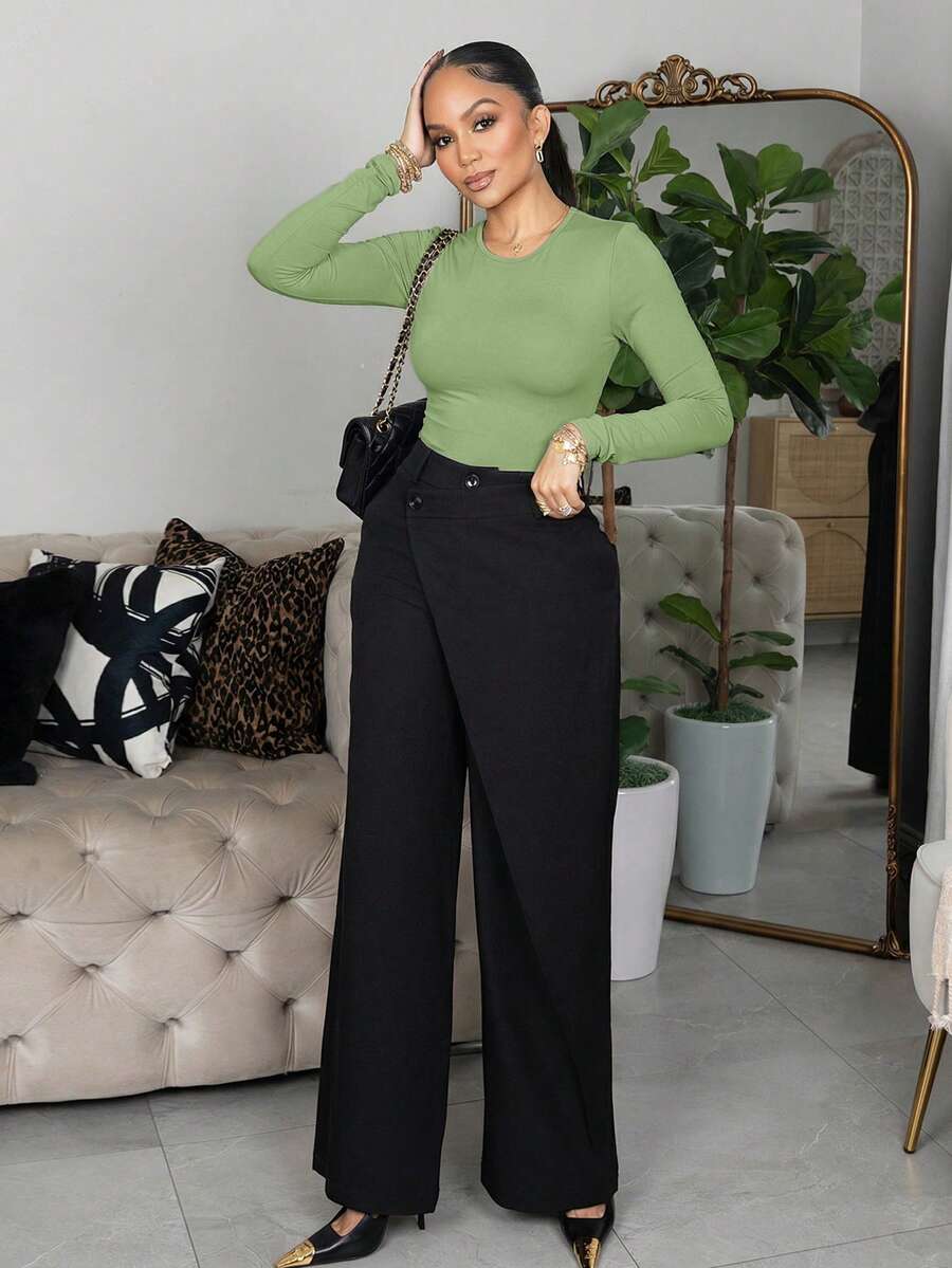 Melissa Matos Solid Slim Fit Spring Women Bodysuit ,Petite Women - Mint Green - View 1
