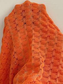 BrightlyHer Plus Size Women Solid Color Hollow Out 3/4 Sleeve Open Front Casual Jacket,Summer Dresses For Women ,Beach Outfits For Women,Holiday Outfits For Women,Country Outfits For Women,Women's Spring Jacket Plus Size Summer Cardigan Plus Size Spring Outfits Women Casual Outfits New Arrivals For Plus Size Woman Plus Size Outfits For Women Women's Plus Size Clothes - Coral Orange - View 9