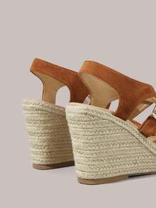 Styleloop Sandalias de plataforma con tacón de lámina, estilo bohemio, atmósfera de vacaciones, ropa de verano, artículos esenciales de viaje - Marrón - Ver 5