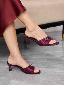 Sleekvia Women's Strap High Heel Mule Sandals, Summer New Arrival - Burgundy - View 3