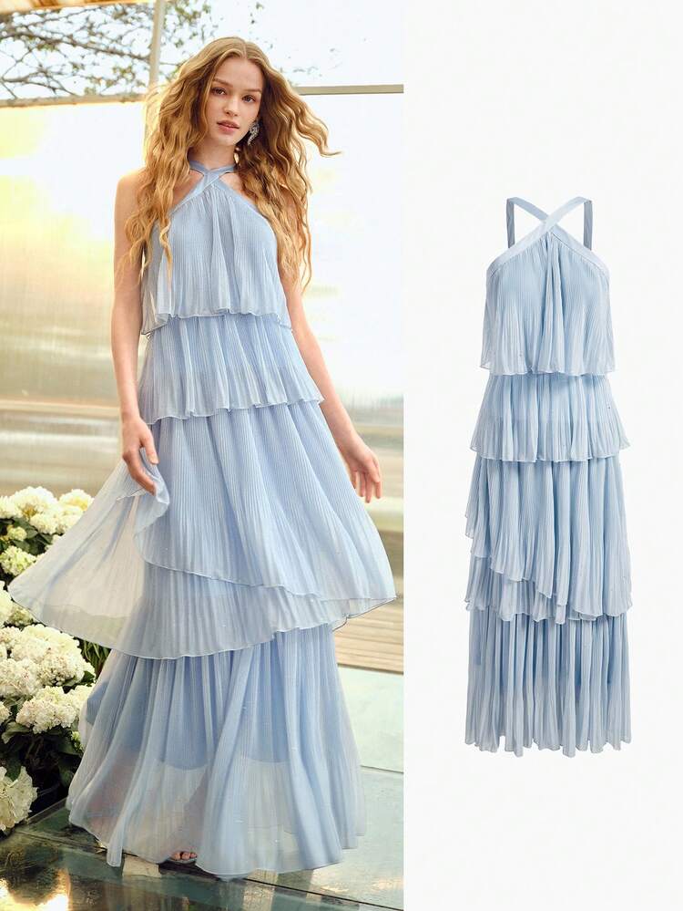WOMEN'S ROMANTIC ELEGANT RUFFLE TIERED DRESS, SPRING/SUMMER
