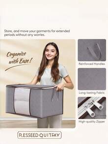 6 /3/1oc Clothes Storage, Foldable Storage And Organization, Storage Bins With Lids, Blanket Storage With Clear Window, Closet Storage With Reinforced Handles For Clothing, Bedding, Light Gray - Grey - View 1