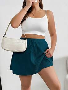 SHEIN Essnce Plus Size Women's Autumn Skorts New Fashion Casual Commuter - Blue Day - View 5