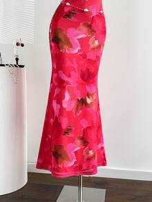 Sunnyshic Vestido de mujer con estampado floral nuevo, adecuado para vacaciones, citas, picnics, fiestas, sin mangas, sexy, ambiente, primavera/verano/otoño - Multicolor - Ver 7