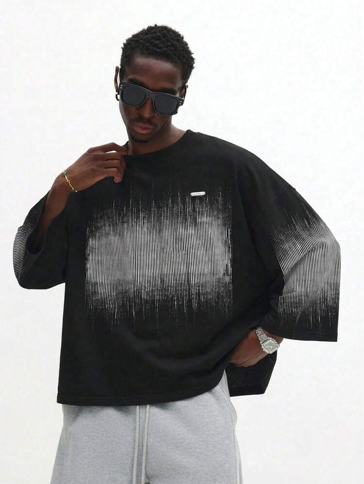 Oversized Tee With Abstract Graphic Print