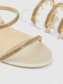 CUCCOO SZL Giày sandal cao gót quai ngang mũi tròn gợi cảm dành cho nữ. - Vàng - Xem 4