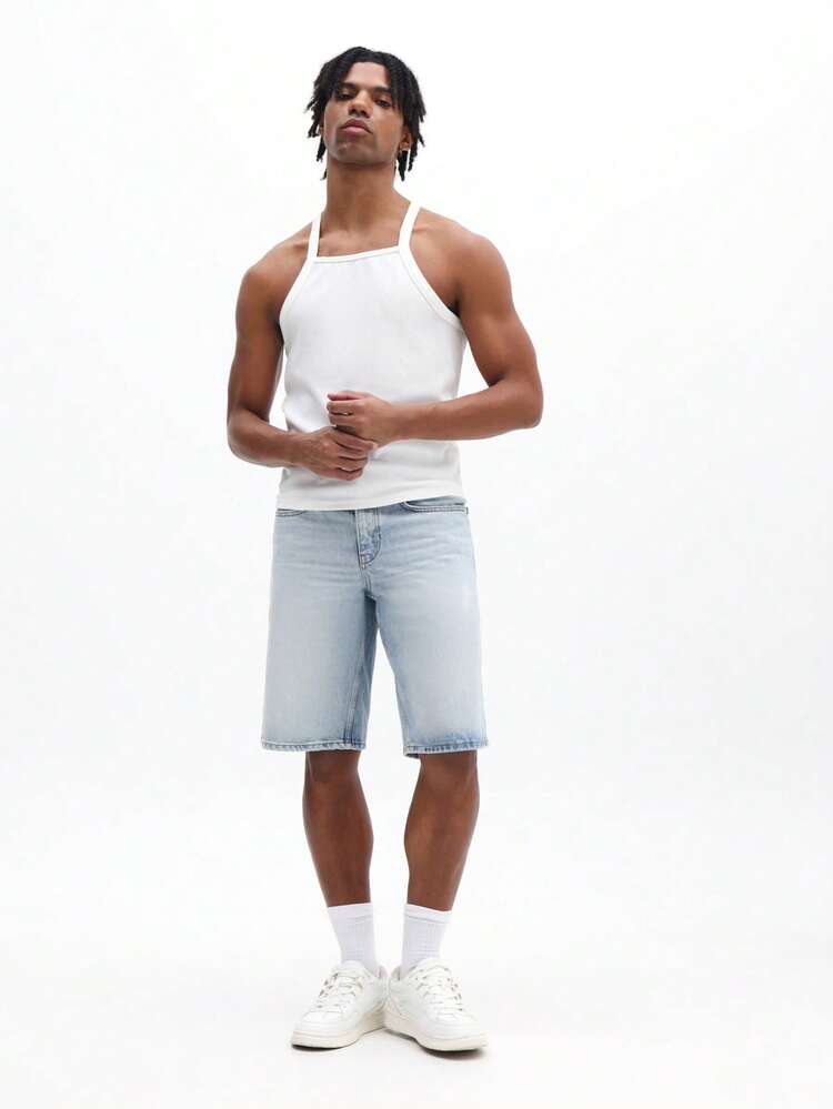 SUMWON Men's Classic White Tank Top Sleeveless Crew Neck Summer Casual Undershirt Basic Everyday Wear Ribbed Hem Comfortable Fit