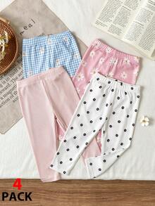 SHEIN [Random 4pcs Sent]Spring/Summer Series, Dopamine Cream Spring/Summer Color Palette, Bohemian Style Floral, Daisy, Plant, Bow Pattern, - Multicolor - View 3