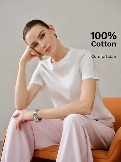 WOMEN'S SUMMER SOLID COLOR ALL-MATCH CREW NECK SHORT SLEEVE T-SHIRT
