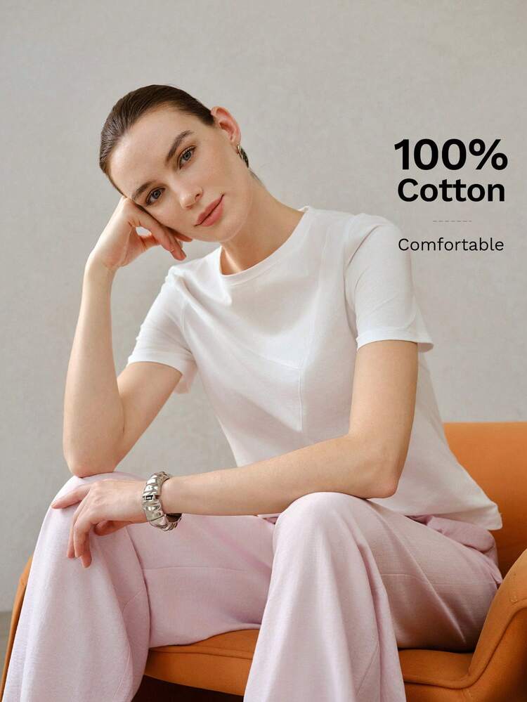 WOMEN'S SUMMER SOLID COLOR ALL-MATCH CREW NECK SHORT SLEEVE T-SHIRT