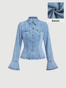 Sweetra Fashionable Casual Denim Jacket And Coat For Women - Blue - View 1