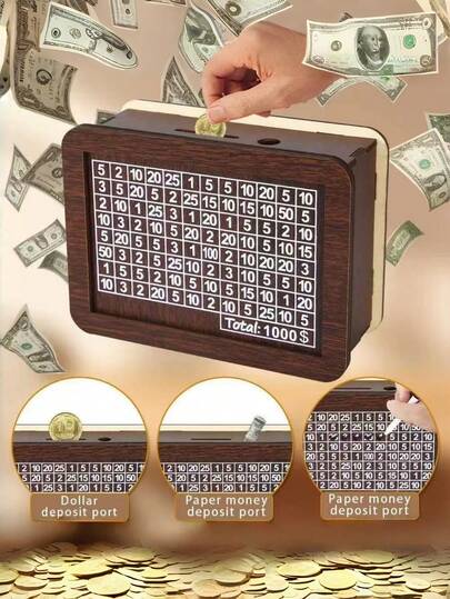 Wooden Savings Box, Wooden Piggy Bank, Wooden Piggy Bank With Counting Target. School Supplies Suitable For Boys And Girls, Essential For The Start Of The School Year