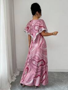 Rafferiza Women's Elegant All-Over Print Dress, Summer - Pink - View 2