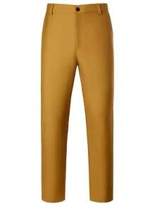 Manfinity Mode Men's Solid Color Pocket Casual Versatile Commute Business Pants, Formal - Khaki - View 2
