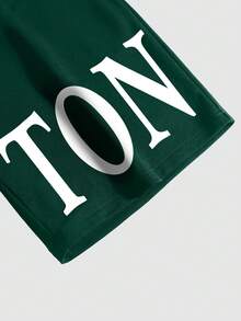 Manfinity Campus Court Pantalones cortos verdes casuales de deporte de Boston para hombres - Verde Oscuro - Ver 5