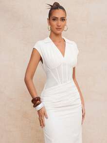 Lumalex 纯棉全白派对套装 女装 秋季 简约复古 闪亮假日派对套装 锐舞节 郊游 游泳 度假 波西米亚风 海滩 热门 户外 层次丰富 婚礼季 宴会 成人礼 海滩 海边 宽松 度假 长款休闲连衣裙 女式白色长款连衣裙 短袖白色长款连衣裙 白色裹身裙 白色度假连衣裙 白色连衣裙 - 白色 - 查看 5