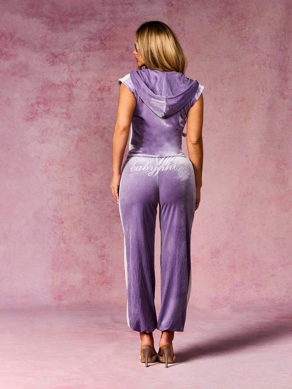 BABYPHAT Women's Hooded Velour Full Length Jumpsuit With Front Zip Closure And Drawstring Waist For Casual Loungewear